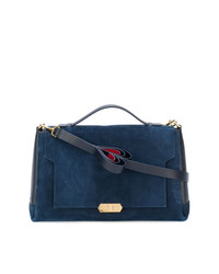 dunkelblaue Shopper Tasche aus Wildleder von Anya Hindmarch