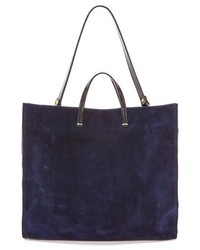 dunkelblaue Shopper Tasche aus Wildleder von Clare Vivier