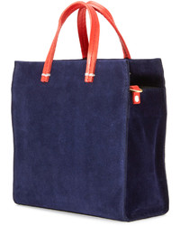 dunkelblaue Shopper Tasche aus Wildleder von Clare Vivier