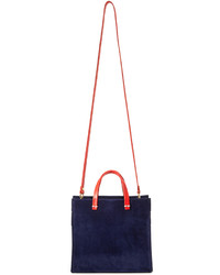 dunkelblaue Shopper Tasche aus Wildleder von Clare Vivier