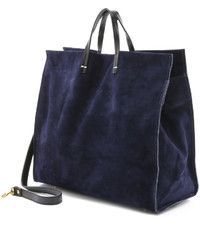 dunkelblaue Shopper Tasche aus Wildleder von Clare Vivier