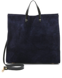 dunkelblaue Shopper Tasche aus Wildleder von Clare Vivier