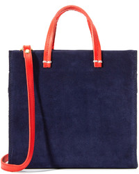 dunkelblaue Shopper Tasche aus Wildleder von Clare Vivier