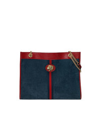 dunkelblaue Shopper Tasche aus Wildleder von Gucci