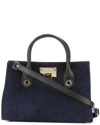 dunkelblaue Shopper Tasche aus Wildleder von Jimmy Choo
