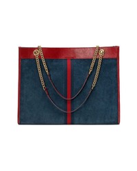 dunkelblaue Shopper Tasche aus Wildleder von Gucci