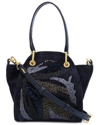 dunkelblaue Shopper Tasche aus Wildleder von Maiyet