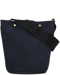 dunkelblaue Shopper Tasche aus Wildleder von Marni