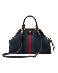 dunkelblaue Shopper Tasche aus Wildleder von Gucci