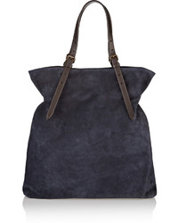 dunkelblaue Shopper Tasche aus Wildleder von Tomas Maier
