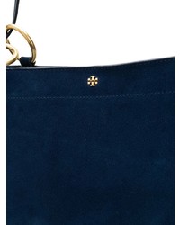 dunkelblaue Shopper Tasche aus Wildleder von Tory Burch