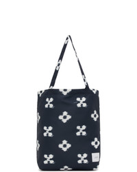 dunkelblaue Shopper Tasche mit Blumenmuster