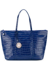 dunkelblaue Shopper Tasche mit Reliefmuster von Versace
