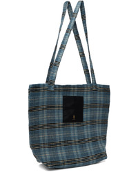 dunkelblaue Shopper Tasche mit Schottenmuster von R13