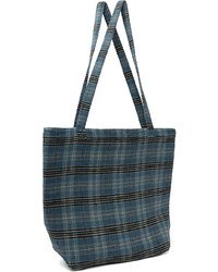 dunkelblaue Shopper Tasche mit Schottenmuster von R13