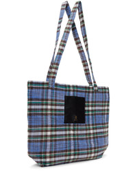 dunkelblaue Shopper Tasche mit Schottenmuster von R13