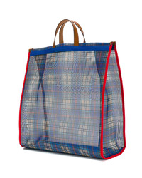 dunkelblaue Shopper Tasche mit Schottenmuster von P.A.R.O.S.H.
