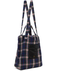 dunkelblaue Shopper Tasche mit Schottenmuster von R13