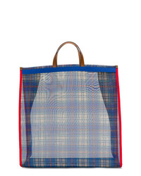 dunkelblaue Shopper Tasche mit Schottenmuster von P.A.R.O.S.H.