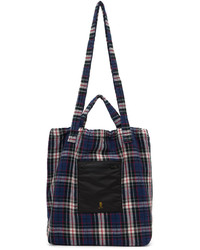 dunkelblaue Shopper Tasche mit Schottenmuster von R13