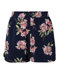dunkelblaue Shorts mit Blumenmuster von Pieces