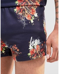 dunkelblaue Shorts mit Blumenmuster von Hype