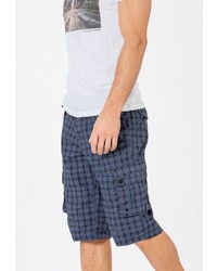 dunkelblaue Shorts mit Karomuster von Sublevel