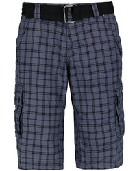 dunkelblaue Shorts mit Karomuster von Sublevel