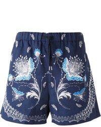 dunkelblaue Shorts mit Paisley-Muster von Alexander McQueen