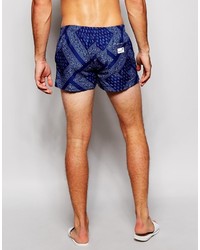 dunkelblaue Shorts mit Paisley-Muster