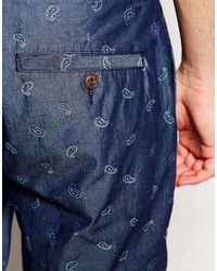 dunkelblaue Shorts mit Paisley-Muster von Asos