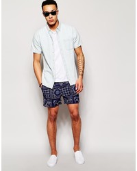 dunkelblaue Shorts mit Paisley-Muster