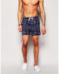 dunkelblaue Shorts mit Paisley-Muster