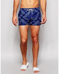 dunkelblaue Shorts mit Paisley-Muster