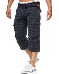 dunkelblaue Shorts mit Schottenmuster von INDICODE