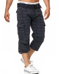 dunkelblaue Shorts mit Schottenmuster von INDICODE
