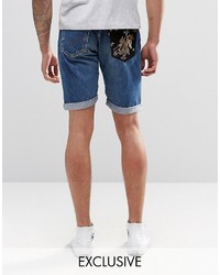 dunkelblaue Shorts von Reclaimed Vintage