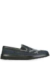 dunkelblaue Slip-On Sneakers aus Jeans von Dolce & Gabbana
