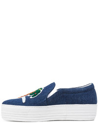 dunkelblaue Slip-On Sneakers aus Jeans von Joshua Sanders