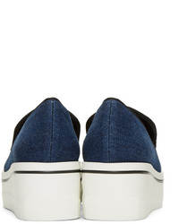 dunkelblaue Slip-On Sneakers aus Jeans von Stella McCartney