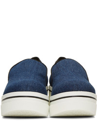 dunkelblaue Slip-On Sneakers aus Jeans von Stella McCartney