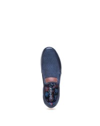 dunkelblaue Slip-On Sneakers aus Leder mit Karomuster von Greyder