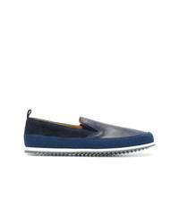 dunkelblaue Slip-On Sneakers aus Leder von Car Shoe