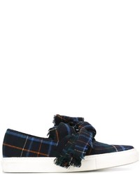 dunkelblaue Slip-On Sneakers aus Leder von Cédric Charlier