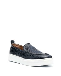 dunkelblaue Slip-On Sneakers aus Leder von Billionaire