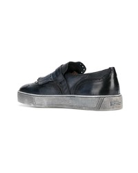 dunkelblaue Slip-On Sneakers aus Leder von Santoni