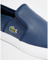 dunkelblaue Slip-On Sneakers aus Leder von Lacoste