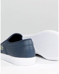dunkelblaue Slip-On Sneakers aus Leder von Lacoste