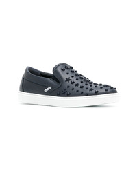 dunkelblaue Slip-On Sneakers aus Leder von Jimmy Choo