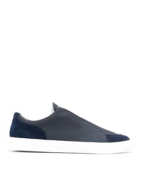 dunkelblaue Slip-On Sneakers aus Leder von Harrys Of London